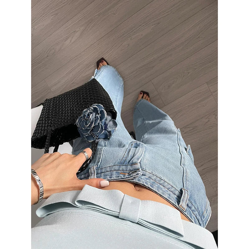 Lunivop Street Vintage Jeans New Y2K Harajuku Wash Blue Multiple pockets Baggy Jeans Denim Pants  Womens High Waist Wide Trousers
