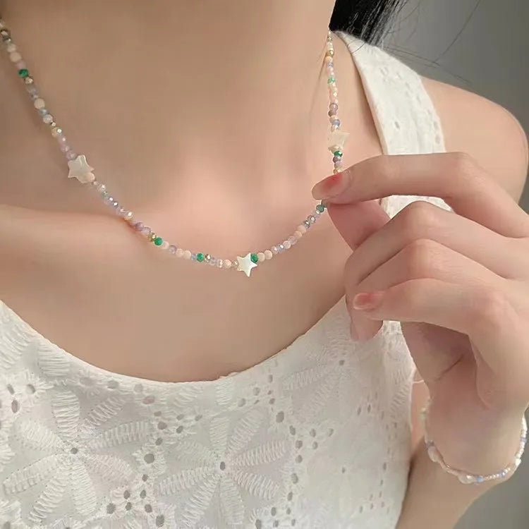 Lunivop Shell Star Crystal Choker Necklace for Women Fashion Faceted Bead Collares Para Mujer Summer Jewelry Accessorie GIRL Design