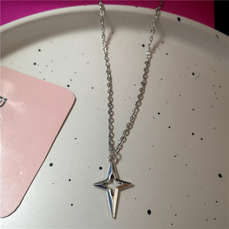 Lunivop Kpop Vintage Fashion Aesthetic Star Cross Pendant Beads Chain Leather Rope Ball Necklace For Women Men Y2k Jewelry Accessories