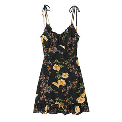 Lunivop  Sexy Thin Straps O Neck A-line Short Floral Print Holiday Summer Women Dresses