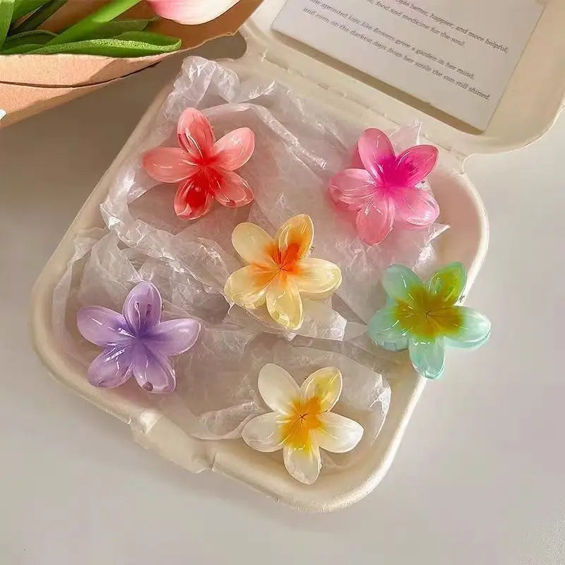 Lunivop  6Pcs Gradient Hair Clips New Flower Hair Claws Small Size Fashion Headwear Hairpin Crab Barrette Hair Accessories for Women