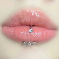 Lunivop 1pc Small Snake Lip Ring Cool Sweet Style Titanium Steel C Shape Zircon Labret Piercing Cartilage Jewelry New Y2K Girl Gifts