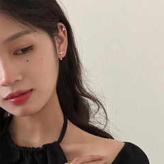 Lunivop Korean Trendy Simple Silvery Asterism Earrings for Women Exquisite Copper Studs Sweet Elegant Party Jewelry Friendship Gifts