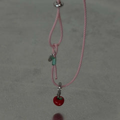 Lunivop  Fashion Red Apple Pendant Bracelet For Women Girls Sweet Cute Fruit Pink Woven Rope Adjustable Bracelet Jewelry Gift