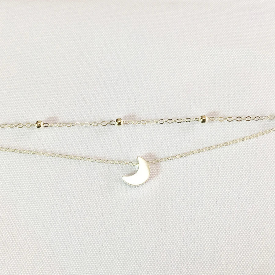 Lunivop New Trendy Boho Double Layered Moon Pendant Anklets for Women Niche Design Elegant Party Jewelry  Girlfriend Gifts