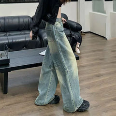 Lunivop  Vintage Y2K Loose Wide Leg Jeans Women Casual High Waist Washed Straight Leg Denim Pants Spring Summer Slimming Baggy Trousers