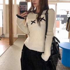 Lunivop Korean Style Elegant Sweaters Sweet Vintage Long Sleeve Knitted Pullover Autumn Winter Patchwork Sweaters Aesthetics