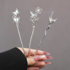 Lunivop  Vintage Moonstone Butterfly Hair Sticks for Women Fashion Metal Hanfu Hairpin Disk Hair Chopsticks Hair Accessories
