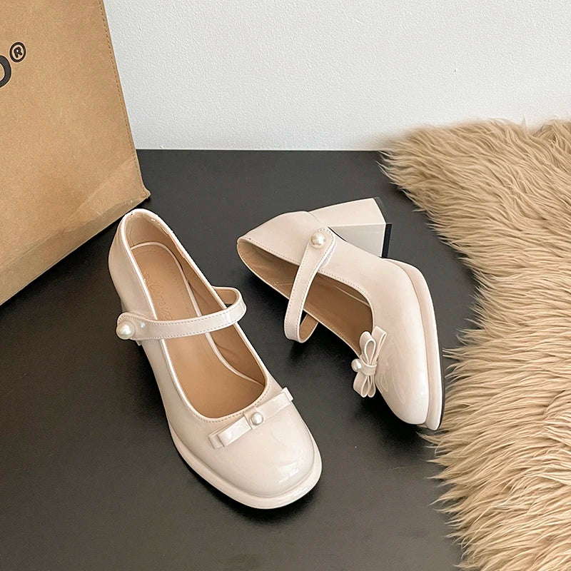 Lunivop  Designer Square Toe Women Lolita Mary Jane Shoes New Spring Ladies Elegant Butterfly-knot Thick Heel Wedding Party Pumps