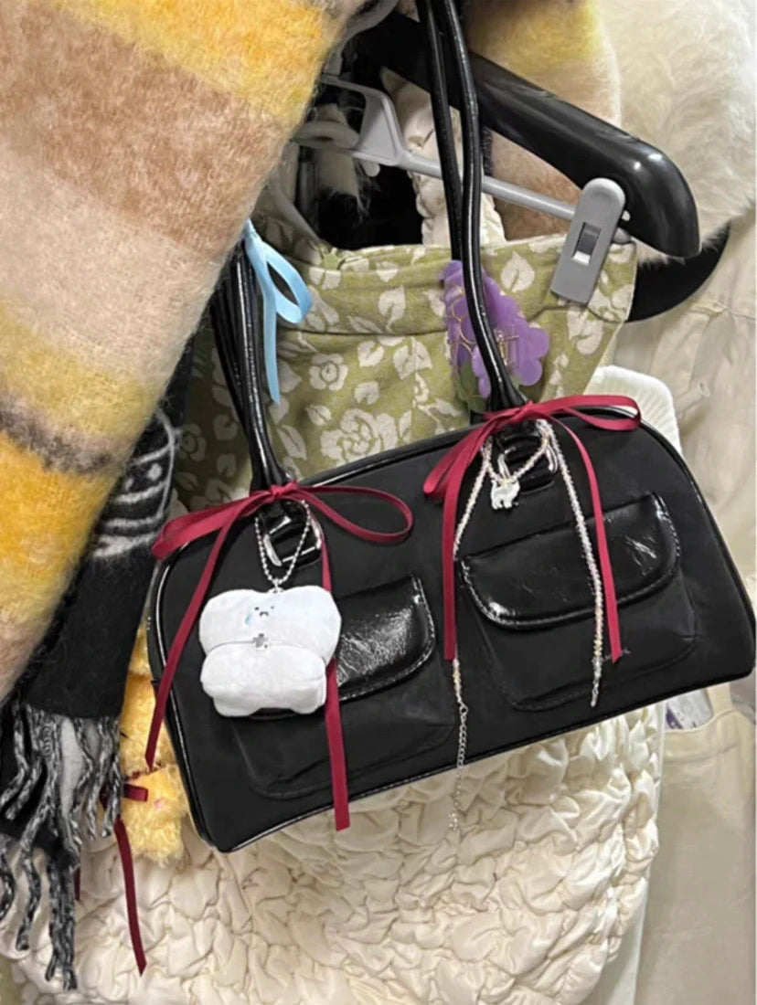 Lunivop   Women's Handbag 2025 New Sle Ribbon oulder Commuter Bag Versatile Faionable Korean Sle PU Leather Bag