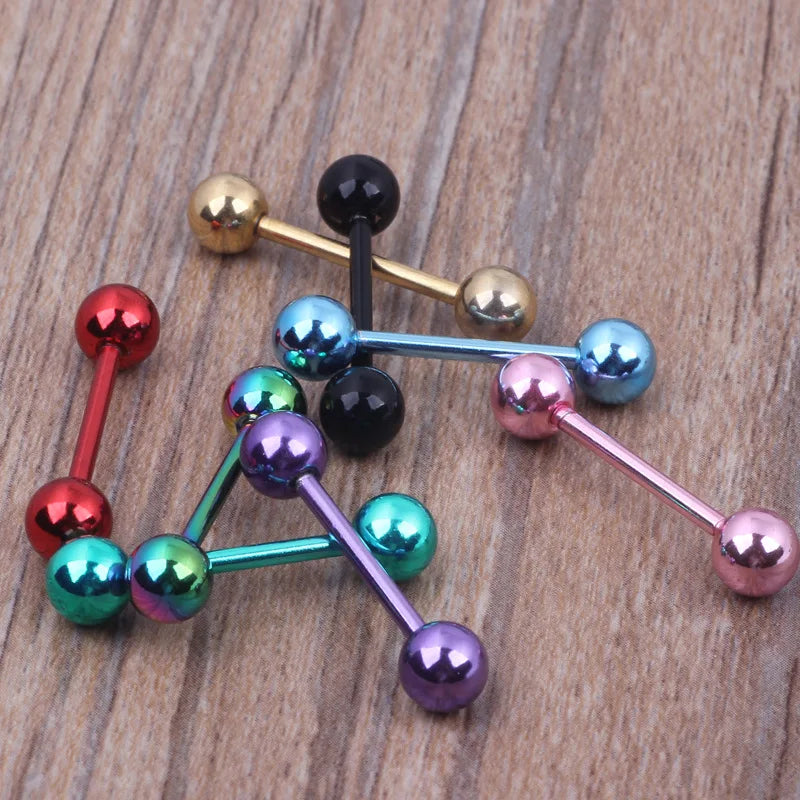 Lunivop 1PC Tongue Piercing Ball Women 316L Stainless Steel Colorful Industrial Earrings Cartilage Ear Studs Men Body Jewelry Wholesale