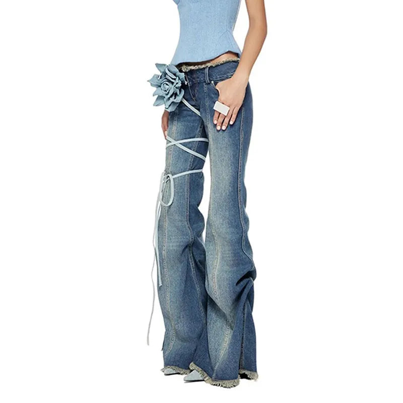 Lunivop Women's Hotsweet Casual Retro Wide Leg Baggy Denim Trouser Summer Korean Y2K 2000s Pants Harajuku High Waist Loose Jeans
