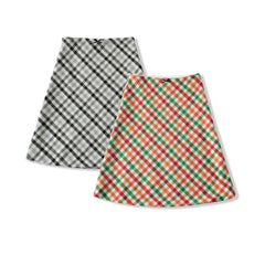 Lunivop  2 colors Autumn High Waist Tweed Colored Plaid Skirt Women Side Zipper A lined Knee Length Long Skater Party Femme