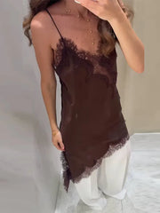 Lunivop  Sexy Lace Spaghetti Strap Dress Women  Sleeveless Street Chic Cotton Straight Short Dresses Women Summer Vacation Robe New