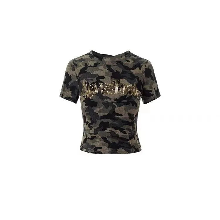 Lunivop  American Retro Cotton Camouflage Camisole 2025 Summer New Diamond Vest for Women Y2k Slim Fit Gothic Simple Yops Mujer