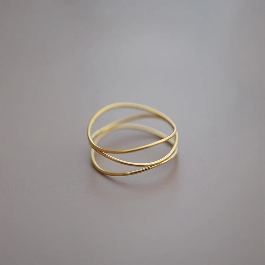 Lunivop New Trendy Simple Three Layered Golden Ring for Women Exquisite Stainless Steel Ring Sweet Cool Party Jewelry Gifts