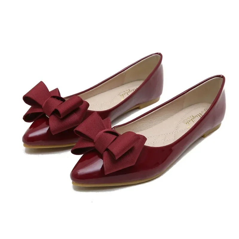 Lunivop  Summer Fashion Women's Flat Shoes Red Woman Flats Casual Loafers Soft Slip On Bow-knot Pointed Toe Daily Flat Big Size 43