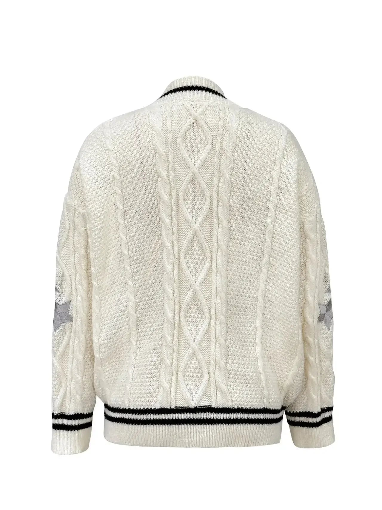 Lunivop Folklore Cardigan with Star Embroidery Button Up Oversized Knit Jacket Cardigan Sweater Women Teenage Girls TS Concert Outfit