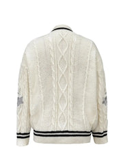 Lunivop Folklore Cardigan with Star Embroidery Button Up Oversized Knit Jacket Cardigan Sweater Women Teenage Girls TS Concert Outfit