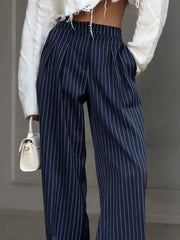 Lunivop  New Korean Fashion Striped Women Wide Pants Casual Designer Straight Trousers Vintage High Waist y2k Baggy Pants
