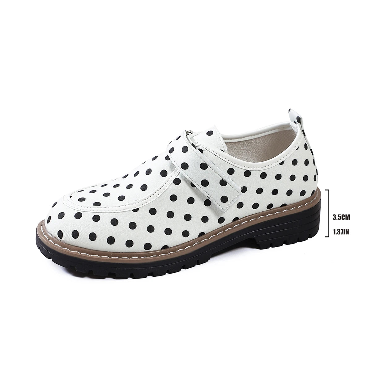 Lunivop  Women's Large Size Fashionable Polka Dot Decorated Low-top Shoes Spring and Autumn New Velcro Design Casual Comfortable Loafers
