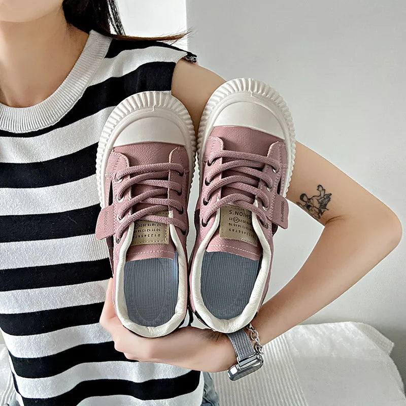 Lunivop Summer New Hollow Out Flat Bottom Casual Shoes for Women Fashion Comfort Thick Sole Lace Up Sneakers Women Zapatos De Mujer