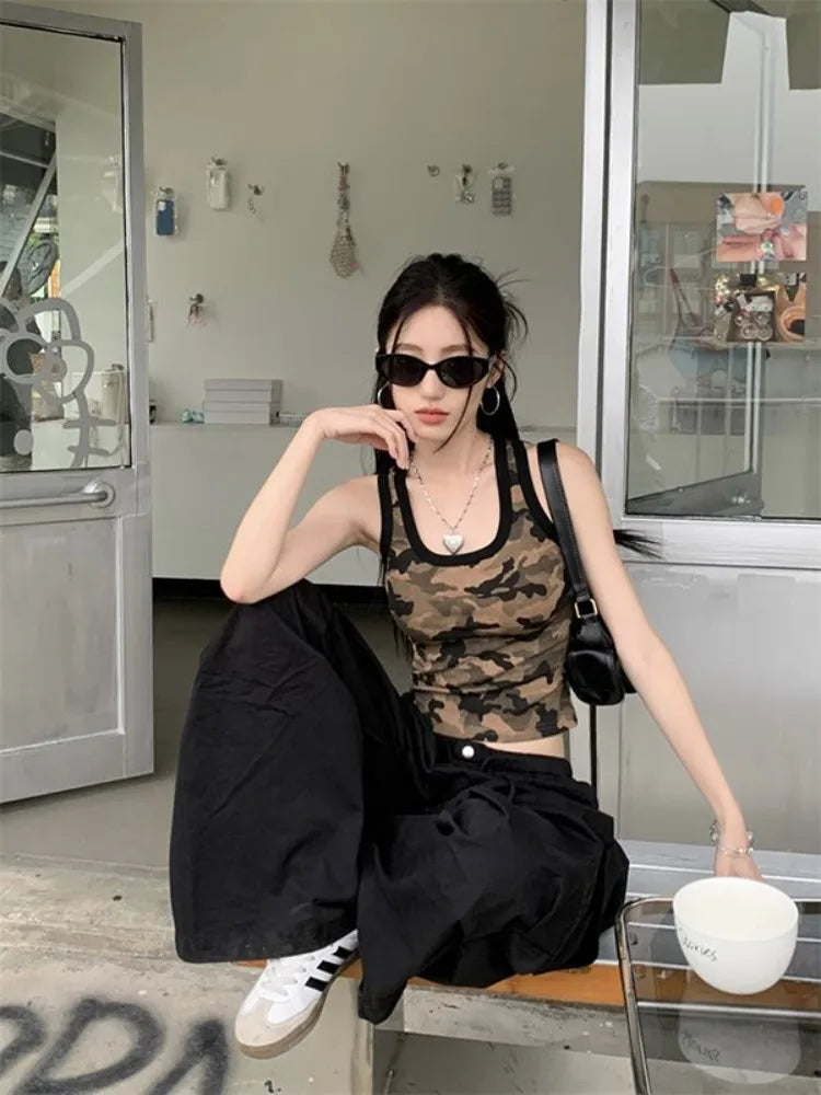 Lunivop  American Camouflage Camisole Vest for Women Sweet Cool Slim Fit Sleeveless Tops Mujer 2025 Summer New Cotton Tank Top