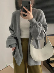 Lunivop Cozy Knit Cardigan Sweater for Women Oversize Long Sleeve Open Front Sweater Coat Autumn Winter Minimalist Casual Outfit