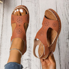 Lunivop  Women's High Heel Sandals Large Size Slip-On Thick Bottom Fish Mouth Hollow out Roman Style Fashionable Sandals