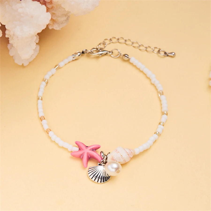 Lunivop New Trendy Simple Colorful Star Shell Pearl Pendant Bracelet for Women Niche Design Beach Holiday Jewelry Gifts