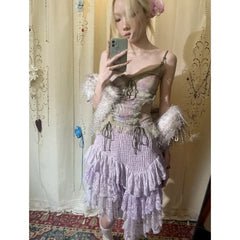 Lunivop  Elegant Heavy Lace Patchwork Tank Top Fashion Print Slim Fit Sexy Crop Top Women 2025 Summer New Sleeveles Amisole Vest