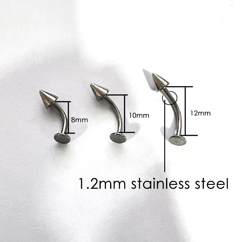 Lunivop 1pc Curved Rod Lip Stud Simple Labret Piercing Simple Daily Wear Stainless Steel Pointed Cone Ear Bone Cartilage Jewelry Gifts