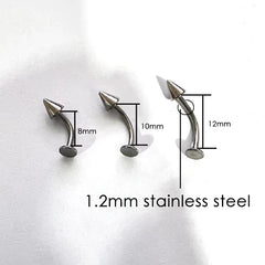 Lunivop 1pc Curved Rod Lip Stud Simple Labret Piercing Simple Daily Wear Stainless Steel Pointed Cone Ear Bone Cartilage Jewelry Gifts