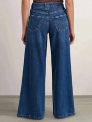 Lunivop  Women’s Deep Blue Wide Leg Jeans - Stylish Denim Trousers for Comfort and Versatility