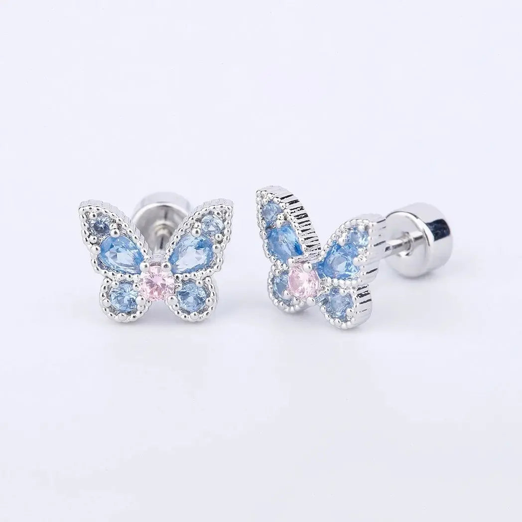 Lunivop Y2K Punk Style Blue Color Zircon 316L Stainless Steel Ear Bone Nail for Women Allergy Prevention Earrings Cochlear Nail Jewelry