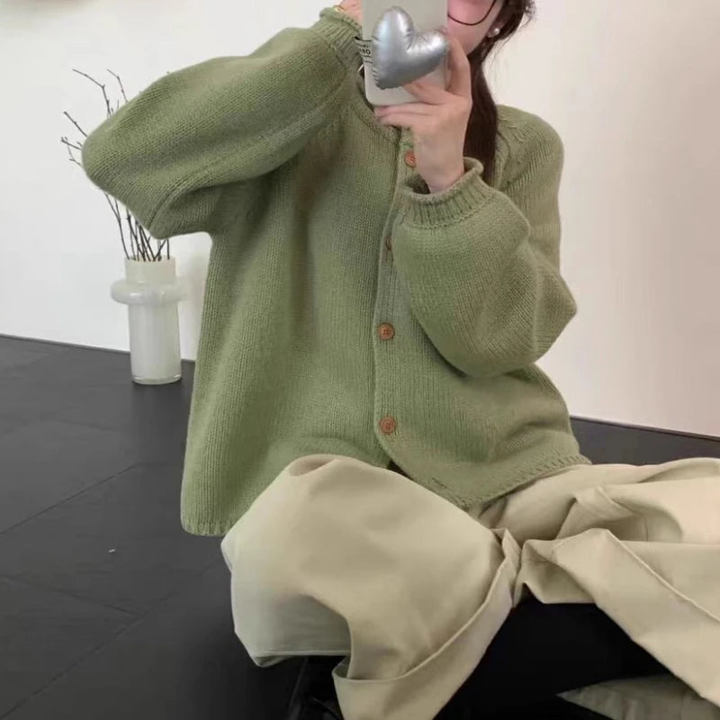 Lunivop Button Up Cardigan Sweater for Women Cozy Knitted Long Sleeve Single Breasted Sweater Jacket Autumn Winter Casual Chic Outfit