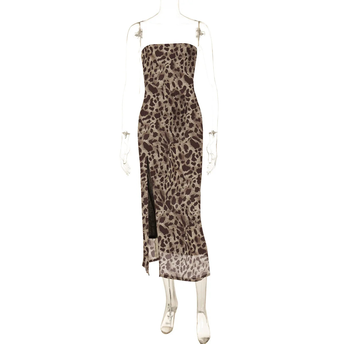 Lunivop Y2K Leopard Print Leopard Slit Women'S Dresses Bodycon Mesh Elegant Evening Prom Ladies Casual Clothing Manuifacturer