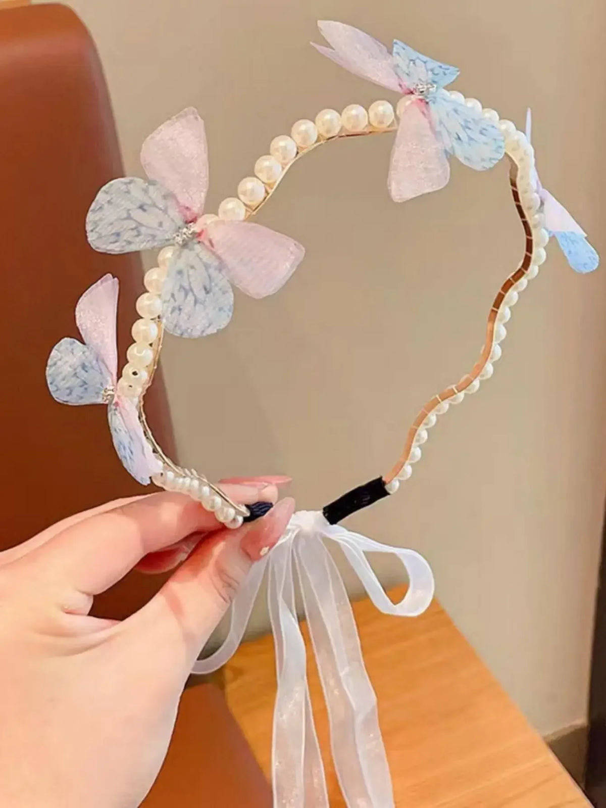Lunivop  1pc Fashionable & Cute Butterfly Faux Pearl Headband For Girl