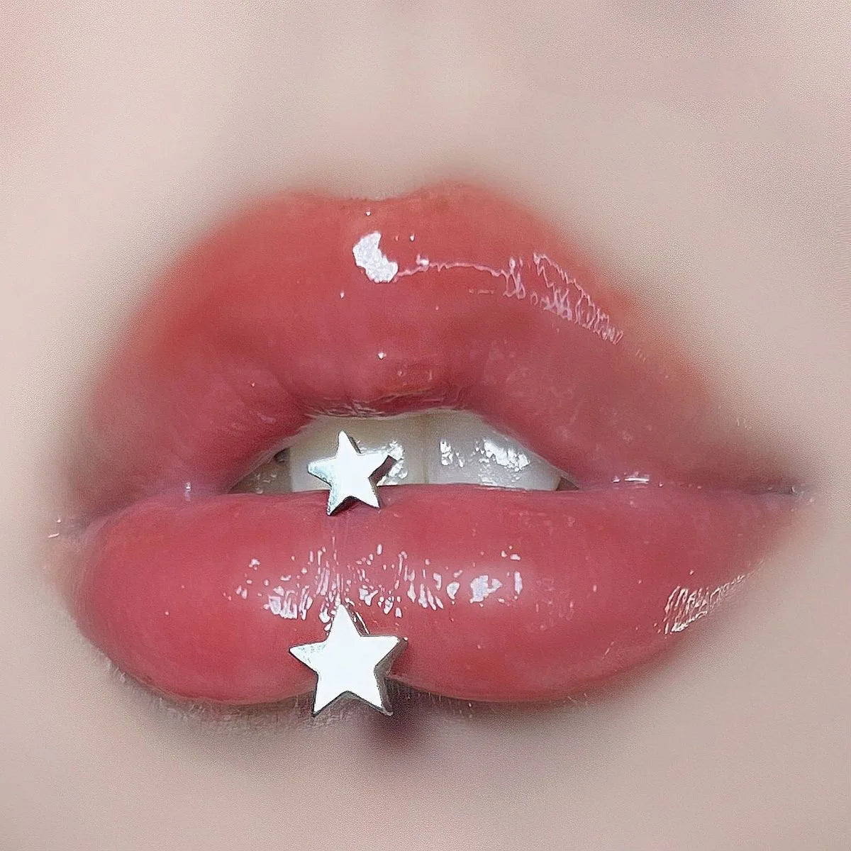 Lunivop 16g Star Lip Piercing Stainless Steel U Vertical Labret Pircing Lip Ring Body Piercing Hypoallergenic Body Jewelry