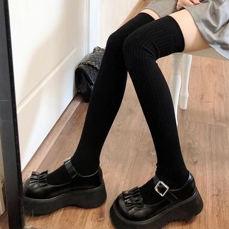 Lunivop Stockings Winter Solid Color Thigh High Medias Over The Knee Cute Lolita Socks Woman Thick Warm Stockings Long Leg