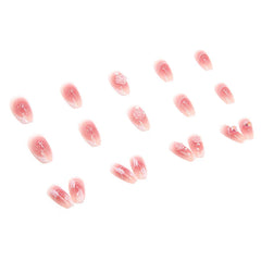 Lunivop  24pcs Fashion False Nails Ballet Press on Nails Pearl 3d Flower Realistic Nail Tips Artificial Finger Nail with Charms Removable
