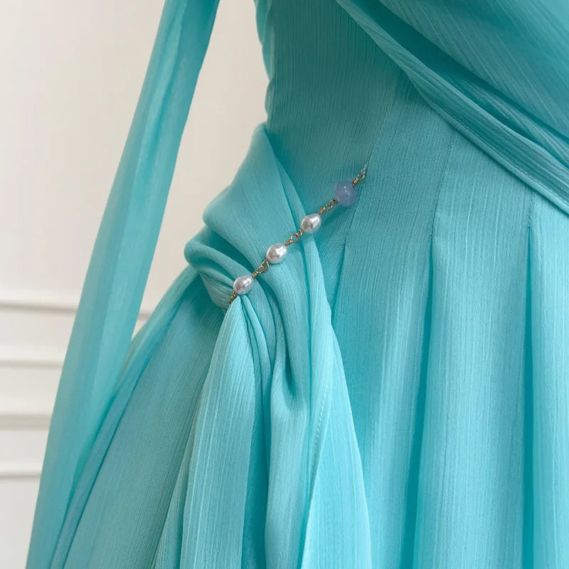 Lunivop  Fashion Solid Color Dress Women's Halter Sleeveless Fold Waist Retraction Dresses 2025 Summer New Tide