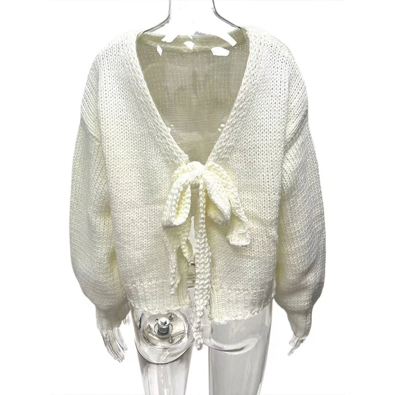 Lunivop  Autumn New Arrival Women's Sweater Loose Fitting Full Sleeve Solid Color Back Lace-up Backless Fashion Casual Daily Jumpers