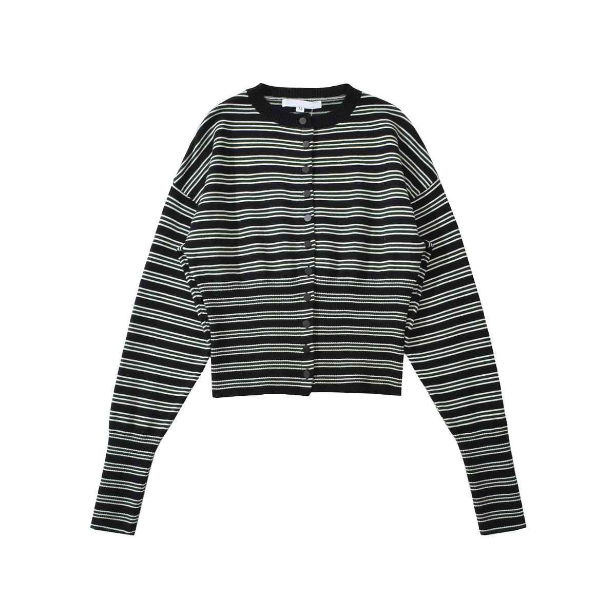 Lunivop  Casual Autumn Striped Knit Cardigan Women Long Sleeve O Neck Slim Short Outerwear Tops