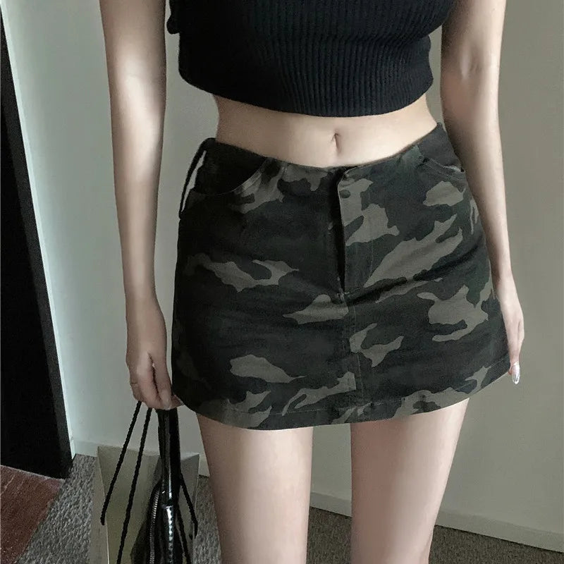 Lunivop  Summer Street Vintage Camouflage Skirts Y2k High Waist Bodycon Skirt Foir Women Summer New Casual All-match Faldas Mujer