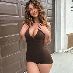 Lunivop Halter Yoga Gym Deep V Backless Ruched Women'S Rompers One Piece Jumpsuits Casual Sportsuits Leggings Summer Clothing