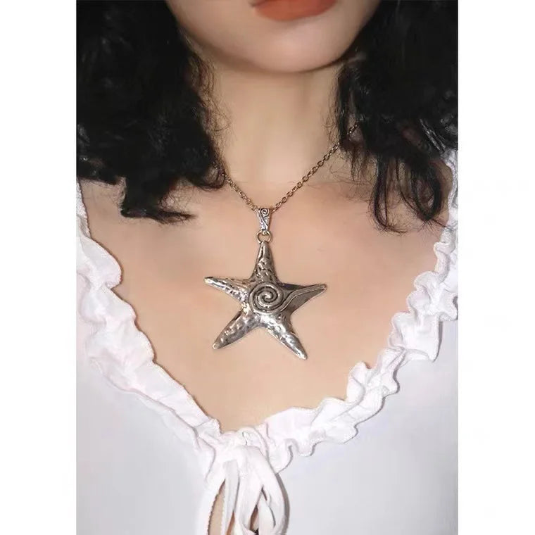 Lunivop Chunky Pentagram Necklace Jewelry Gift for Women Mens Exaggerate Y2K Star Charm Necklace Clavicle Chain Jewelry Gift Dropship