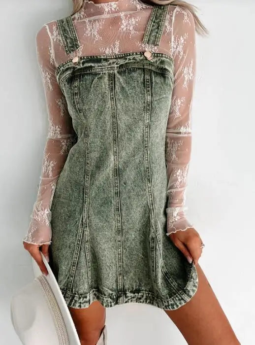 Lunivop  Chic Sexy Distressed Straps Denim Mini Dresses Women Fashion Solid Simple Slim Leisure Sleeveless Frock Girls Young Popular S-XL