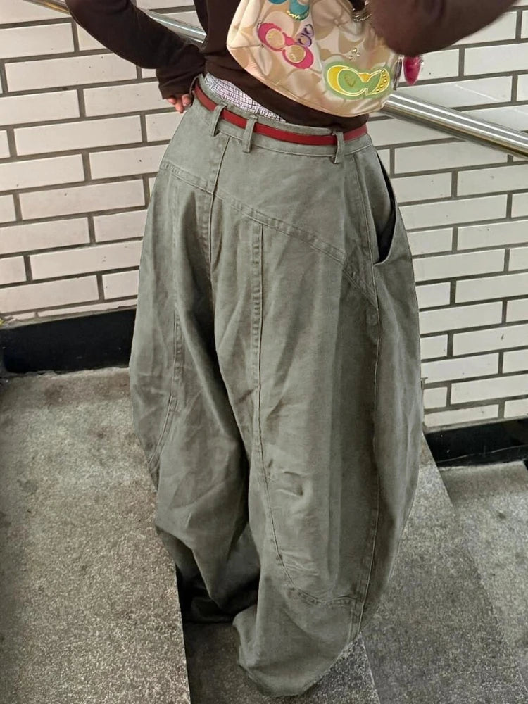 Lunivop Y2K Vintage Women's Cargo Pants Harajuku Oversize Wide Leg American Retro Pants Baggy Casual Summer Thin Trousers Gyaru