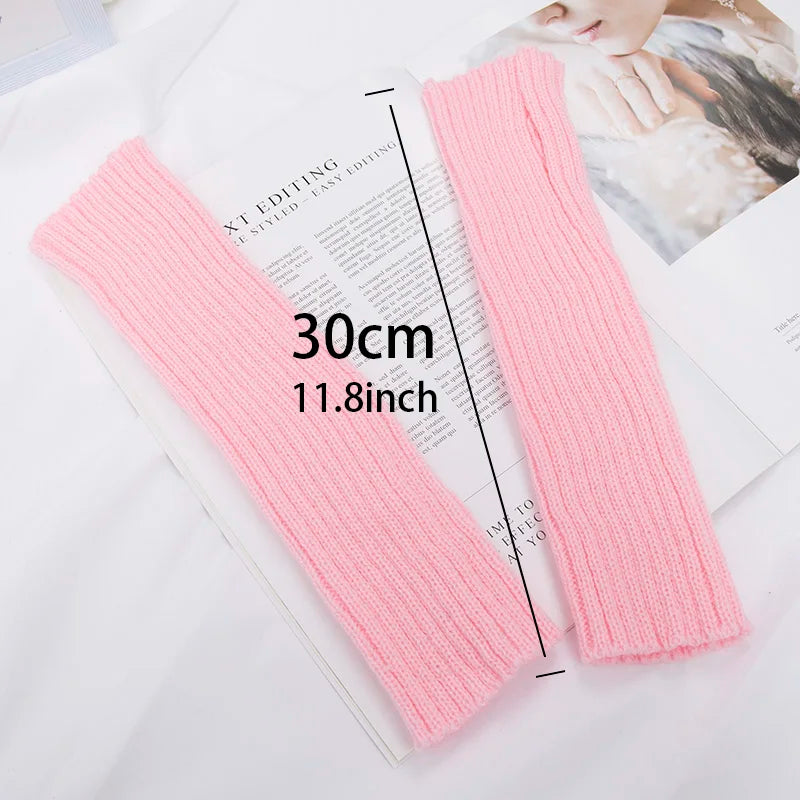 Lunivop Long Fingerless Gloves Women Mitten Winter Arm Warmer Kawaii Knitted Sleeve Soft Girls Anime Clothes Punk Gothic Lolita Gloves